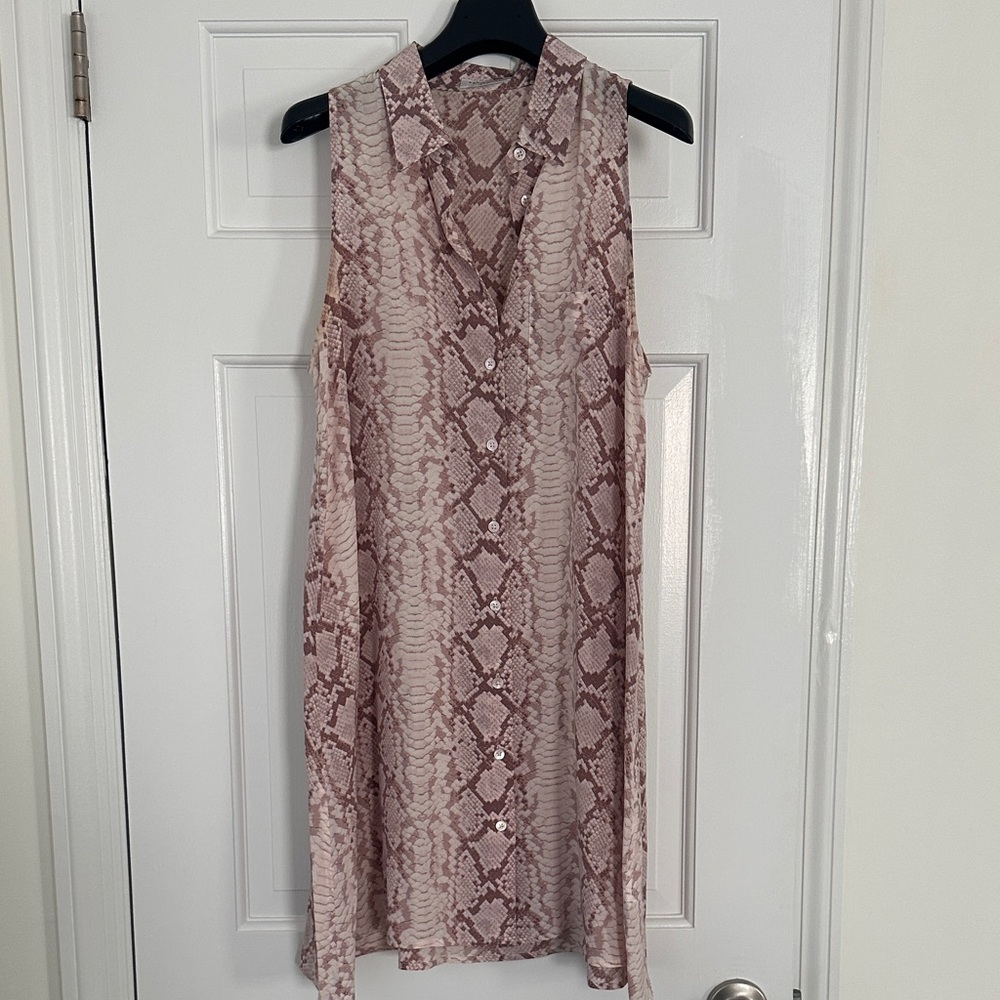 Equipment Pink and Brown Midi Dress